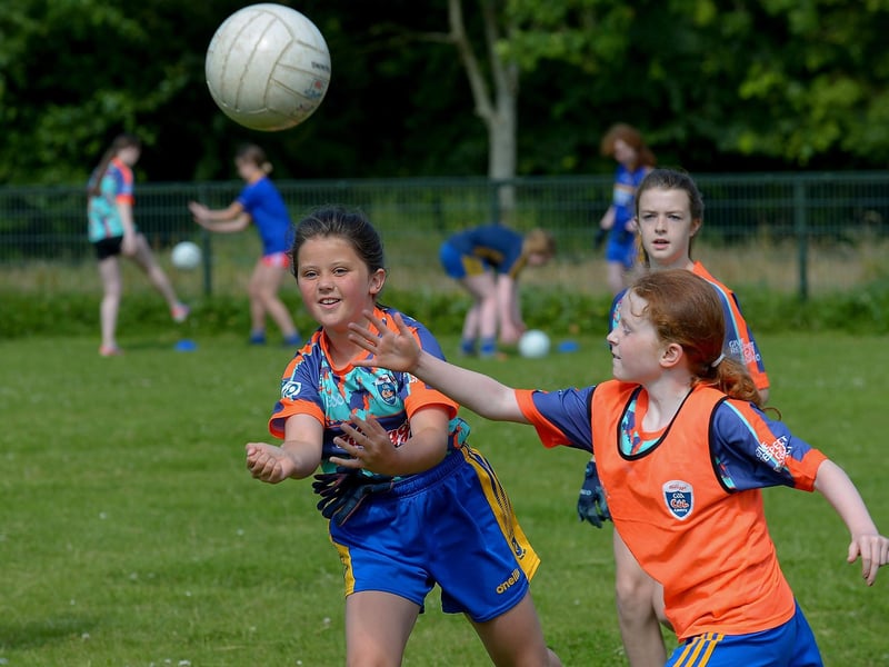Football action at the recent Brian Ogs Cúl Camp at Páirc Brid. DER2129GS - 058