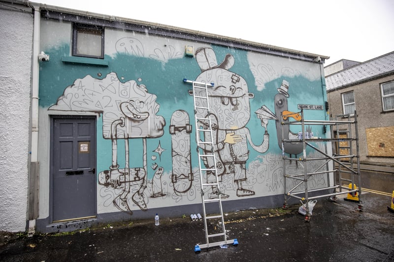 Art by KVLR being created at Atlantic Avenue in Portrush as part of the project funded by the Department for Communities through its Town Centre Covid-19 Recovery and Revitalisation programme