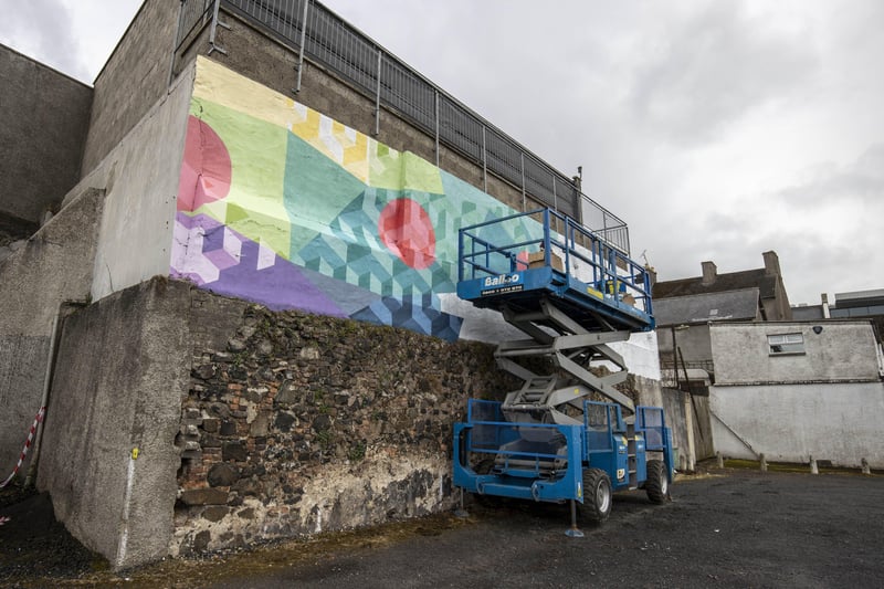 The mural art by Rob Hilken taking shape at the Queen’s Street car park in Coleraine