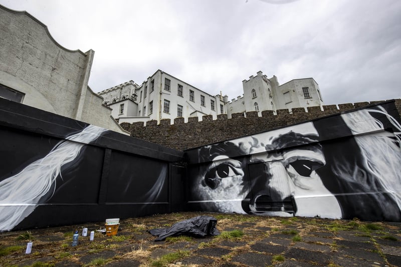 A mural by artist JMK at The Crescent below Dominican College Portstewart paying tribute to the neighbouring hall’s rock and roll past