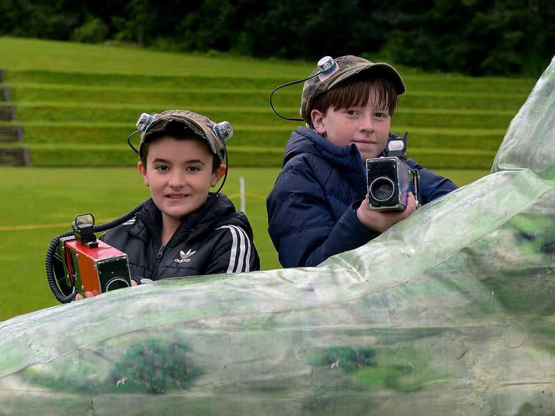 Blaine and Aaron Rodgers enjoy the Laser Tag at the Family Funday held in the Gasyard Centre on Sunday afternoon last. DER2132GS – 003