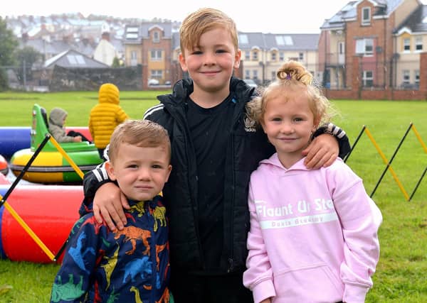 Siblings Darragh, Cormac and Fianaid Donnelly were at the Family Funday held in the Gasyard Centre on Sunday afternoon last. DER2132GS – 007