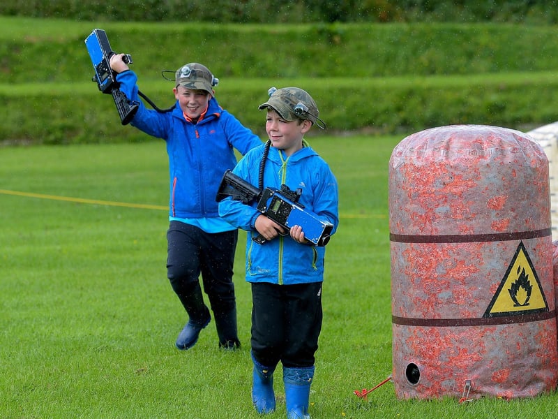 These lads were having fun playing Laser Tag at the Family Funday held in the Gasyard Centre on Sunday afternoon last. DER2132GS – 008