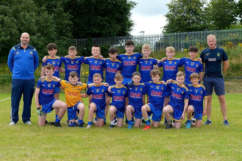 Steelstown Brian Ogs who won the Shield Final at the John McChrystal Under 13 tournament at Doire Trasna on Saturday. Photo: George Sweeney. DER2121GS – 105