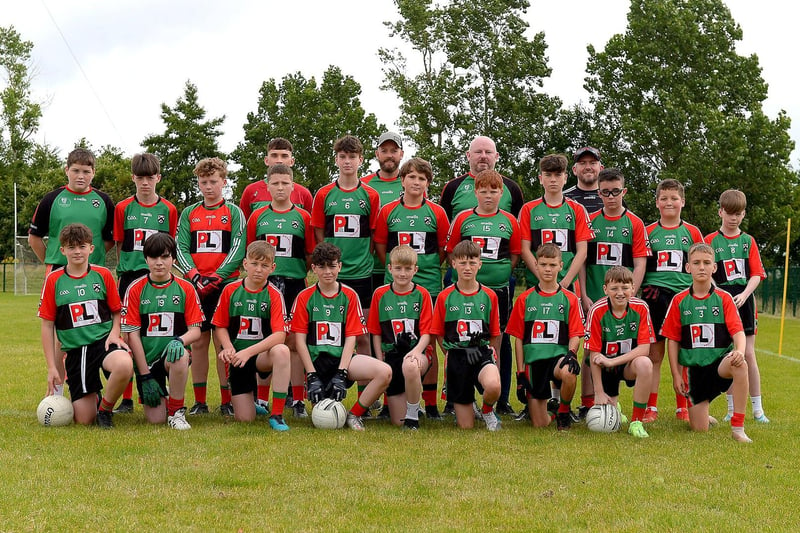 The Doire Trasna squad which won the John McChrystal Memorial Under 13 Cup on Saturday last. Photo: George Sweeney. DER2121GS – 106