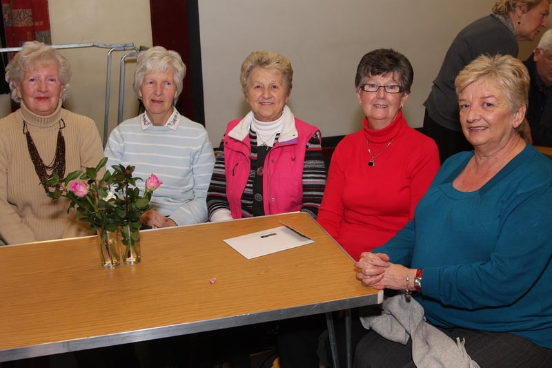 Hilary McClean, Edna Cunningham, Margo Donaghey, Adrienne Simpkin and Sandra Doherty, at the Drumahoe PS coffee morning.  INLS 4610-528MT.