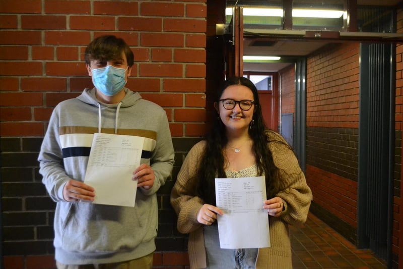 Laurelhill pupils Joshua Stephens and Rebekah Pollock, who between them achieved 18 A and B grades at GCSE