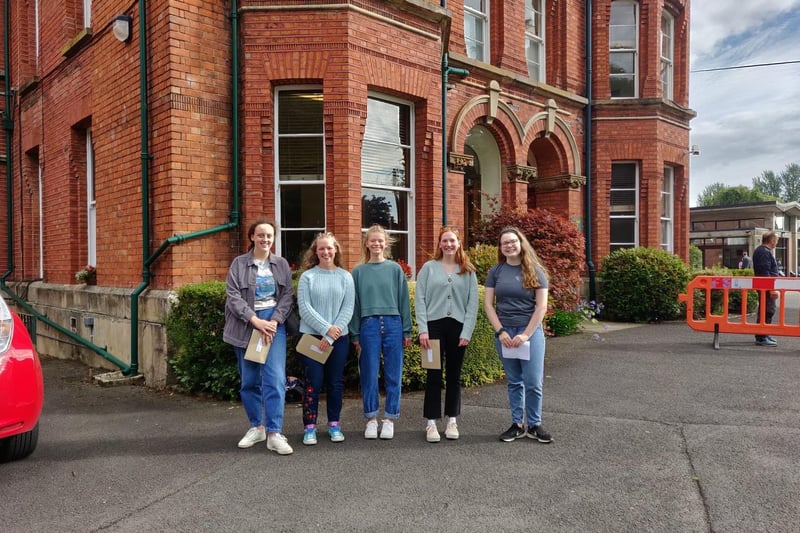 Pupils at Friends, Lisburn, smile after receiving their grades