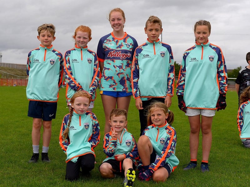 Boys and girls who attended the recent Cúl Camp at Sean Dolans GAC.  DER2121GS – 062