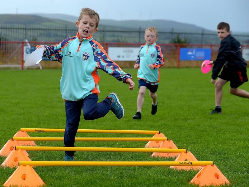 Enjoying the skills sets at the Cúl Camp held recently at Sean Dolans GAC.  DER2121GS – 072
