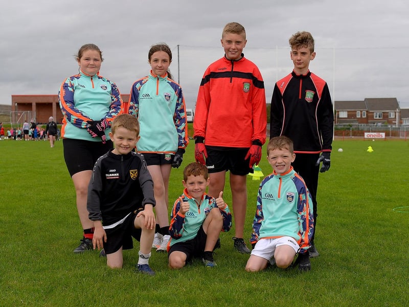 Boys and girls who attended the recent Cúl Camp at Sean Dolans GAC.  DER2121GS – 064