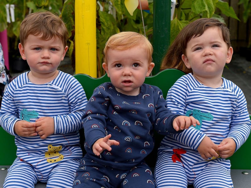 Toddlers Connor, Alfie and Aodhán pictured at the Family HOPE Day held at the Mullan HOPE Centre in Moville, on Sunday afternoon last. DER2134GS – 016