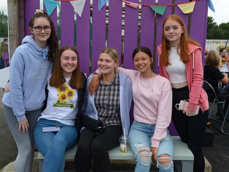 Friends Rebecca, Eve, Orlaith, Lea and Natasha were at the Family HOPE Day held at the Mullan HOPE Centre in Moville, on Sunday afternoon last. Photos: George Sweeney. DER2134GS – 013