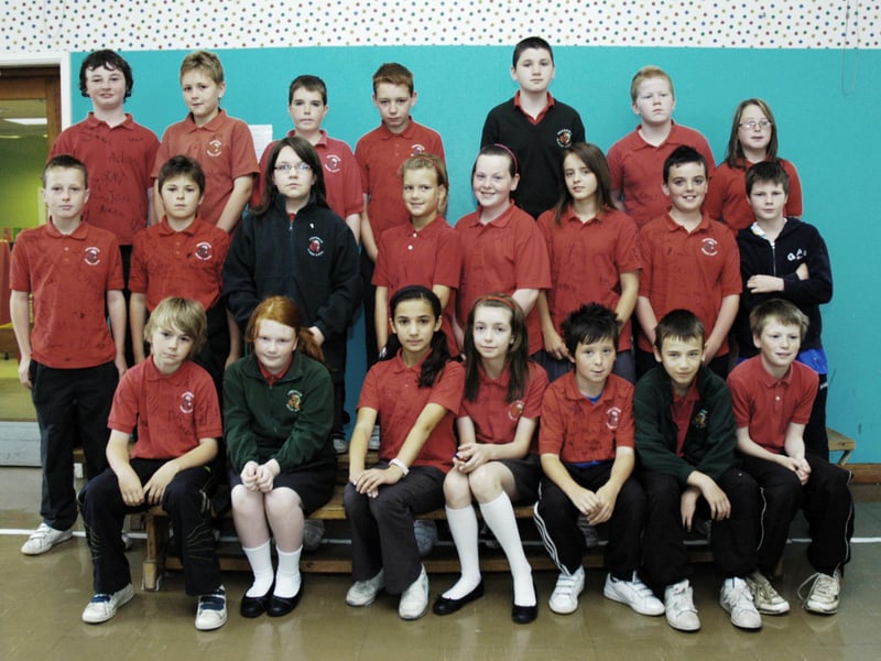 Greenhaw primary 7 pupils pictured at their last day of school. Their teacher Mrs McKay wishes them all the best in their next school.2606PGILL01