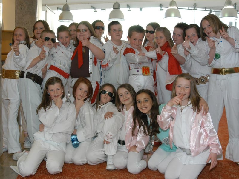 Pupils from Greenhaw Primary School at the Millenium Forum before they went on stage.