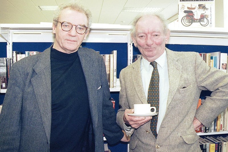 Seamus Deane and Brian Friel pictured at the opening of Creggan Library in 1997.