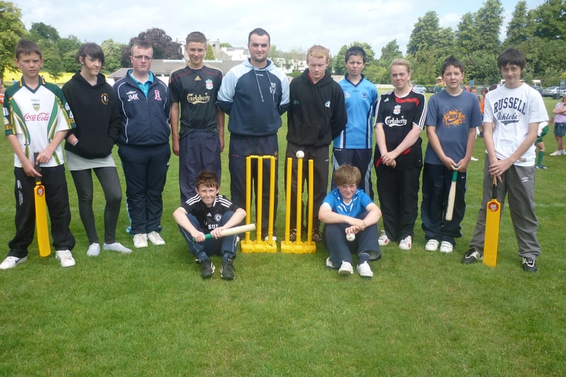 Johnny McKeever (organiser) and Sean McNally (volunteer) ahead of a cricket session as part of Ballyhegan Gaelic Football Club's youth project in 2010. PT35-185PVD