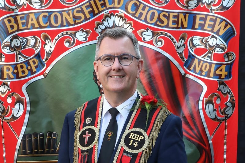The Right Honourable Sir Jeffrey Donaldson MP, Leader of the Democratic Unionist Party, ready to parade with RBP 14
