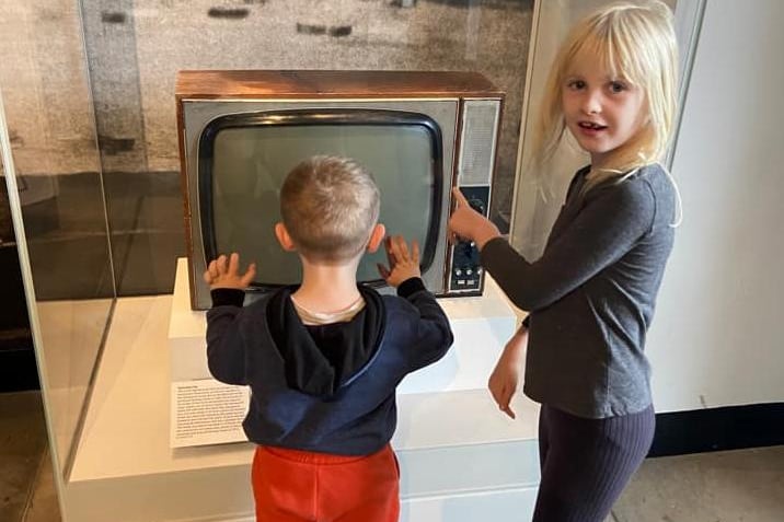 Leanne Mc Creedy sent us this super pic, ''They were fascinated by the old televisions at the Ulster Museum!''