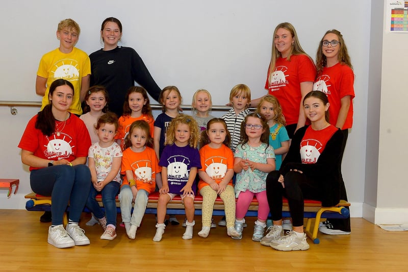 Children who took part in the recent GSCA’s Aladdin themed summer scheme, pictured with staff and volunteers at Studio 2’s Youth & Community Arts Centre in Skeoge.  Picture: George Sweeney. DER2132GS - 077