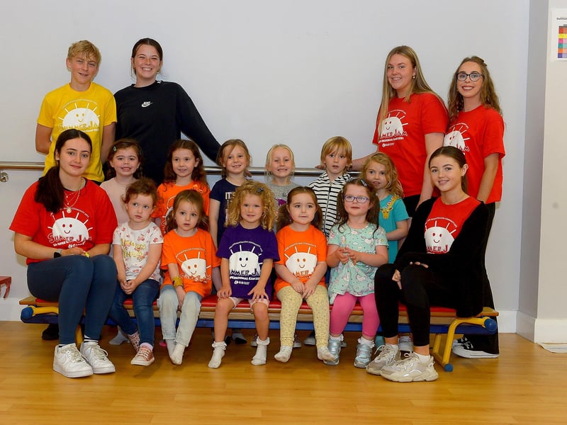 Children who took part in the recent GSCA’s Aladdin themed summer scheme, pictured with staff and volunteers at Studio 2’s Youth & Community Arts Centre in Skeoge.  Picture: George Sweeney. DER2132GS - 077