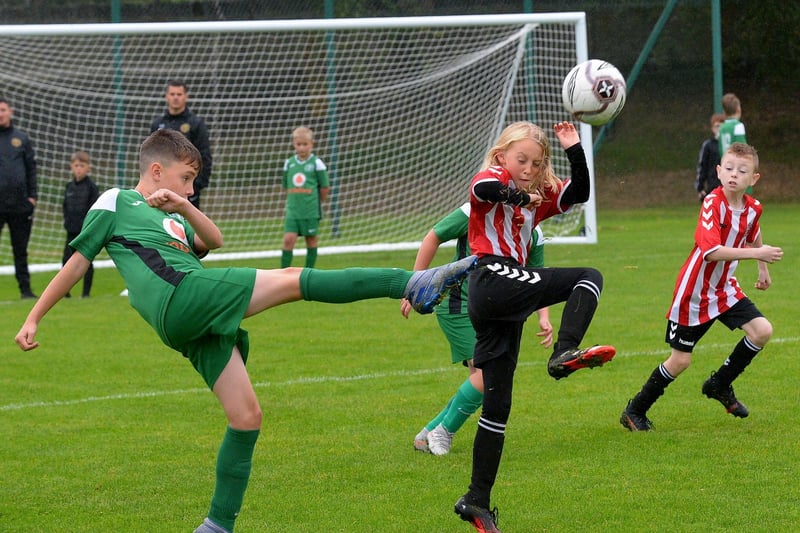 Action from Foyle Harps versus Tristar Colts in the Anthony Martin Memorial