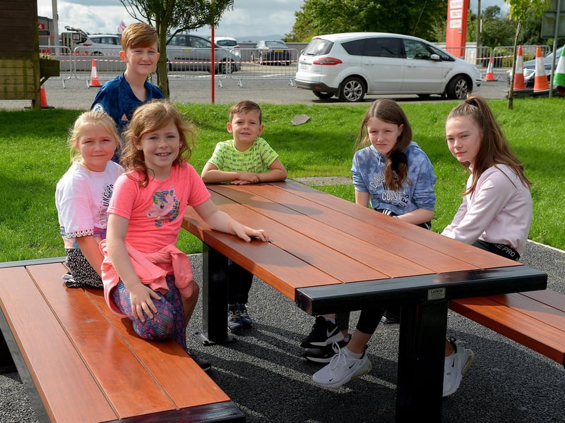 Local children pictured at the newly opened Killea Community Park on Saturday afternoon last. Photo: George Sweeney. DER2136GS – 131