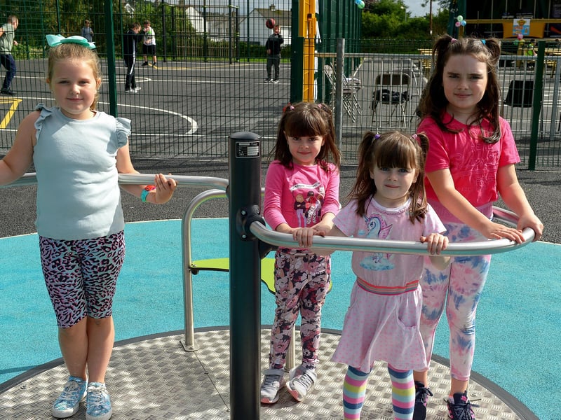 Local children playing in the newly opened Killea Community Park on Saturday afternoon last. Photo: George Sweeney. DER2136GS – 132