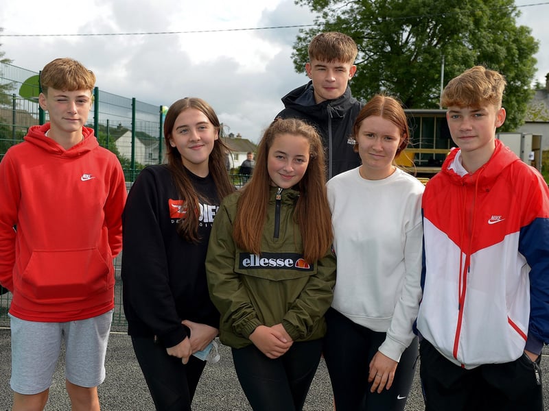 Junior committee members Danan, Grace, Kevin, Nicole, Caragh and Christian at the opening of the Killea Community Park on Saturday afternoon last. Photo: George Sweeney. DER2136GS – 126