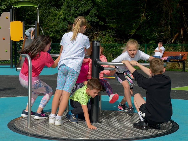 Children enjoy the facilities at the newly opened Killea Community Park on Saturday afternoon last. Photo: George Sweeney. DER2136GS – 127