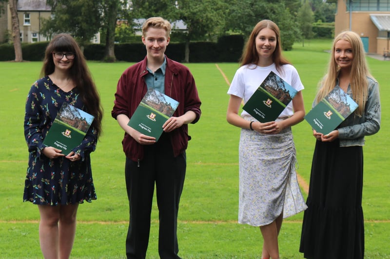 Friends’ subject prize winners at A Level. Ellie Knox (Biology), Joshua Graham (Moving Image Arts), Rachel Prentice (History) and Rachel Wright (Religious Studies). Not pictured: Kerry Beattie (Health & Social Care, Physical Education).