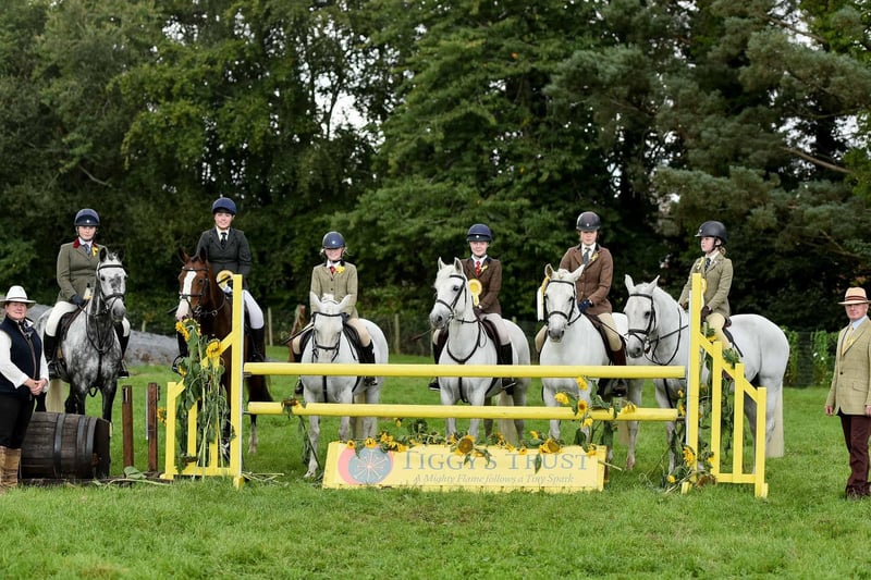 Winners of the 1m working hunter class (Poppy Moore, Julia Herron, Katie Robinson, Katelyn Irvine, Kate Shields and Kitty Cullen). Picture: Tori O'Connor