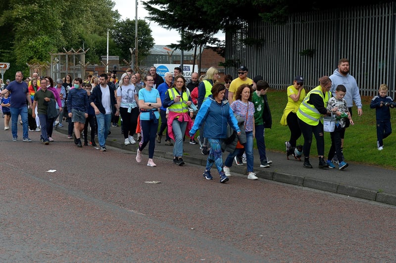 Participants in the first Derry Recovery Walk make their way to Queens Quay on Saturday morning last. Photo: George Sweeney.  DER2138GS – 027