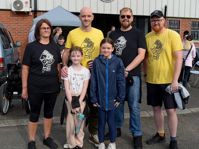 Mary Gallagher, Marty Gallagher, Éabha and Caoimhe Gallagher, Henry Roddy and Stephen Daly took part in the first Derry Recovery Walk on Saturday morning last. Photo: George Sweeney. DER2138GS – 022
