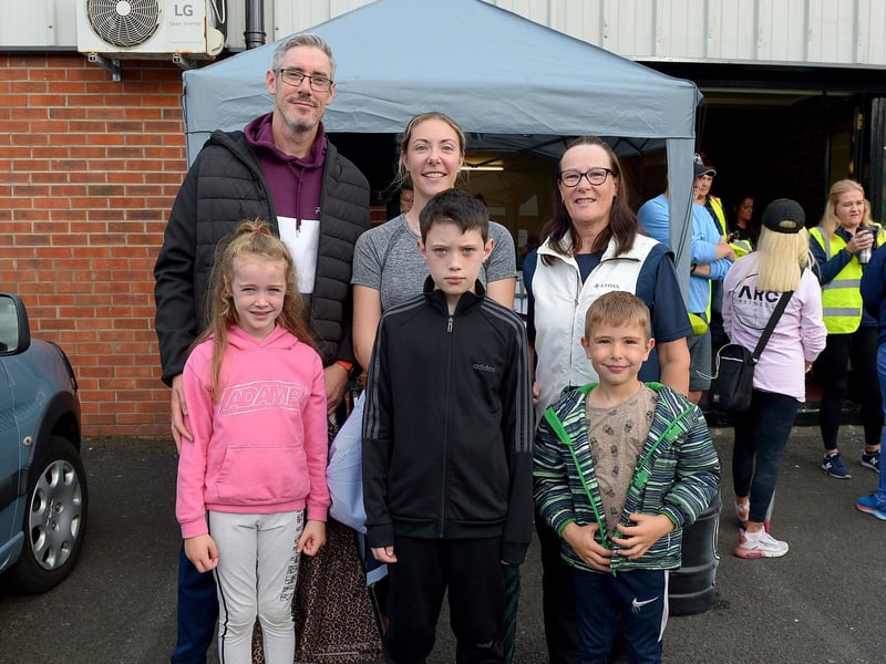 Thomas, Eimear Sarah, Luke, Rose and James took part in the first Derry Recovery Walk on Saturday morning last. Photo: George Sweeney. DER2138GS – 023