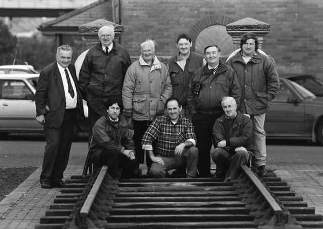 Some of the North West of Ireland Railway Society members, pictured in October 1996. They had been fighting for more than 25 years to preserve the long and historic tradition of the railway in the north west.