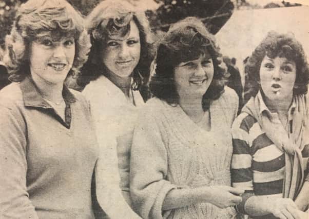 Gail Watson. Anne Coard, Ruth Coard, and Moira Coard at the Anniahilt fun day in 1980