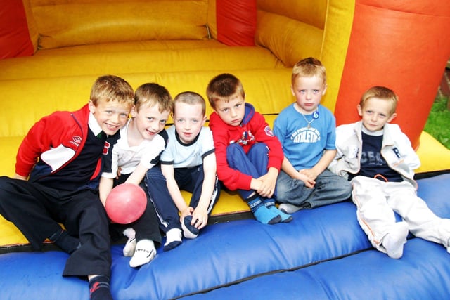 Birthday boy Caoimhin McCallion enjoys the bouncy castle with friends.