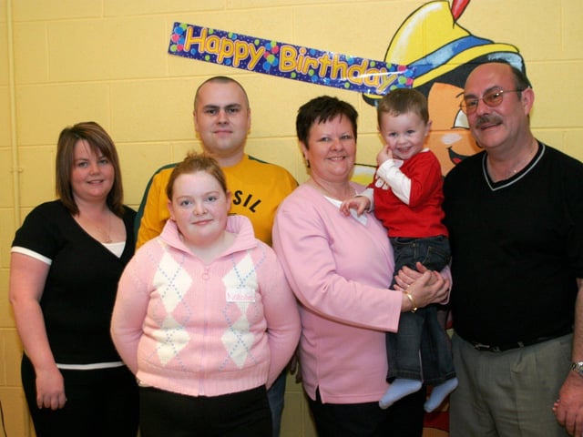 Birthday boy Christopher McCay with his family.