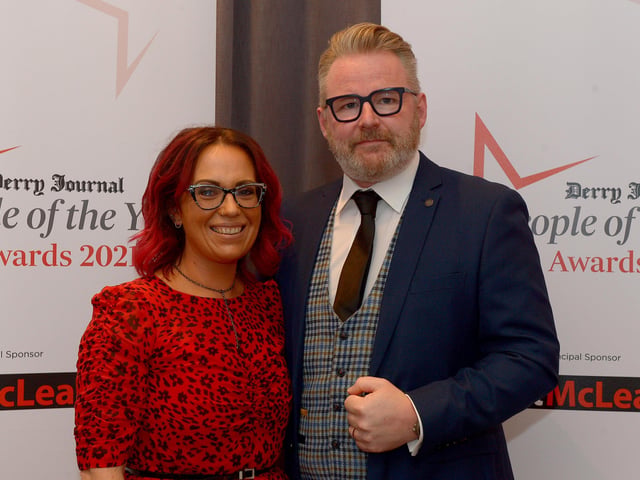 Karina and Stephen McKinney, Calor, were at Derry Journal People of the Year Awards held in the Everglades Hotel on Thursday evening last. Photo: George Sweeney. DER2139GS – 037