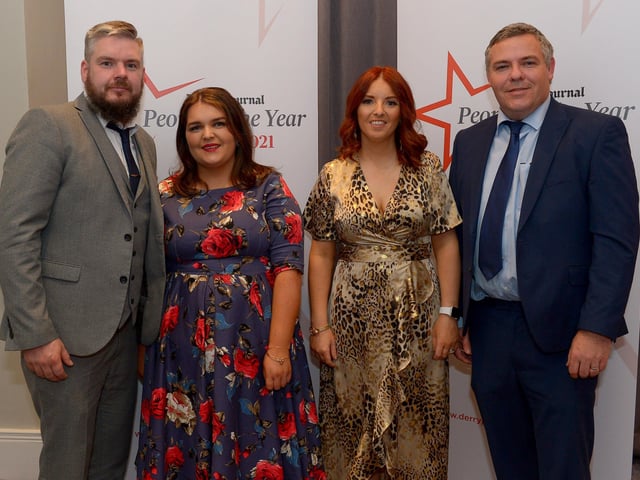 David Campbell, Amy Campbell, Jaclyn Harron and Simon Harron attended Derry Journal People of the Year Awards held in the Everglades Hotel on Thursday evening last. Photo: George Sweeney. DER2139GS – 044