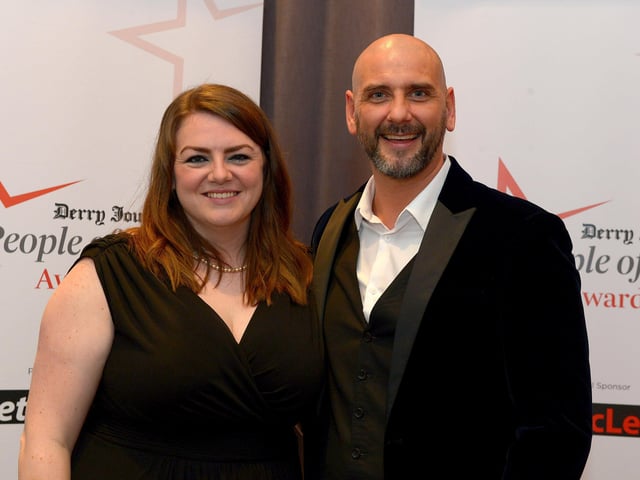 Sarah and Gary Rutherford pictured at Derry Journal People of the Year Awards held in the Everglades Hotel on Thursday evening last. Photo: George Sweeney. DER2139GS – 040