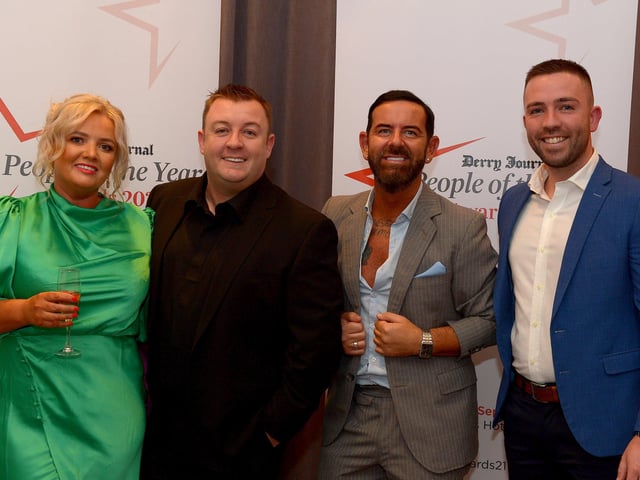 Danielle Tierney, Martin Tierney, Micky Doherty and Blane Tierney pictured at Derry Journal People of the Year Awards held in the Everglades Hotel on Thursday evening last. Photo: George Sweeney. DER2139GS – 036
