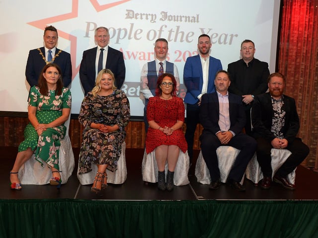Derry Journal People of the Year Awards sponsors pictured with the Mayor of Derry and Strabane Alderman Graham Warke at the Everglades Hotel on Thursday evening last. Photo: George Sweeney. DER2139GS – 064