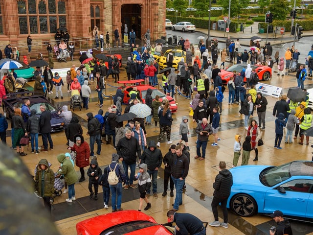 Guildhall square during Super Car Sunday in aid of the Mayorâ€TMs Charity Appeal for Foyle Down Syndrome Trust. Picture Martin McKeown. 03.10.21