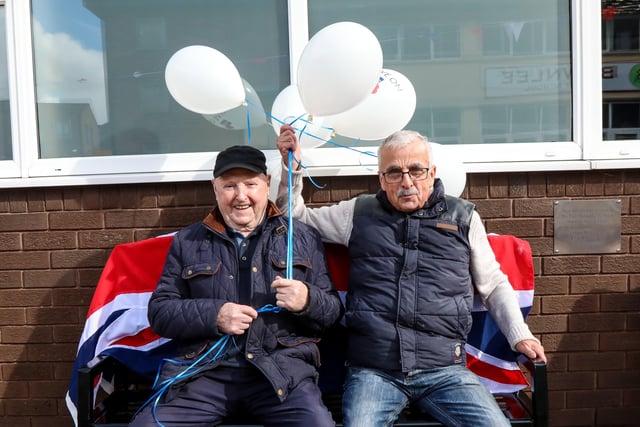 Ronnie Andrews and Davy Turpie of Lisburn RBL getting ready for the Street Party. Pic by Norman Briggs, rnbphotographyni