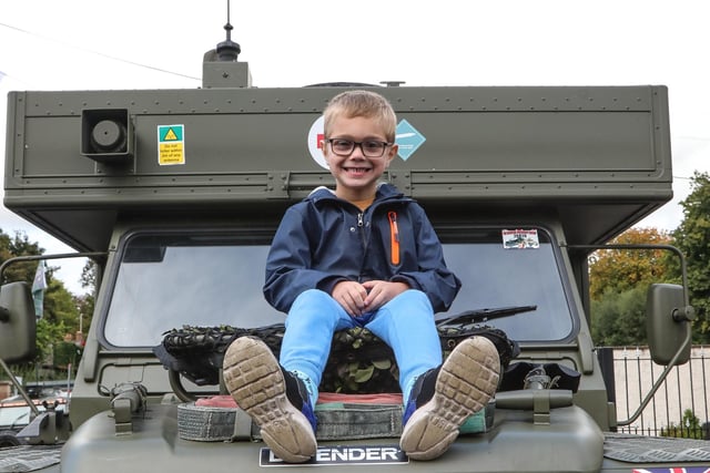 Jack McCluskey enjoying one of the D Coy trucks at the Street Party. Pic by Norman Briggs, rnbphotographyni