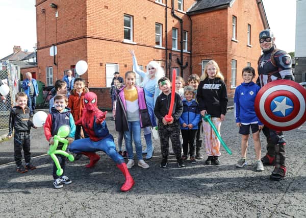 The SuperHeroes NI were a big attraction with the kids and adults alike on the day. Pic by Norman Briggs. rnbphotographyni