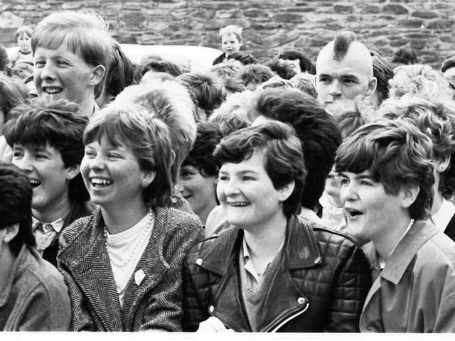 1984... A section of the crowd at the BBC Radio One Roadshow at Derry's Guildhall Square.