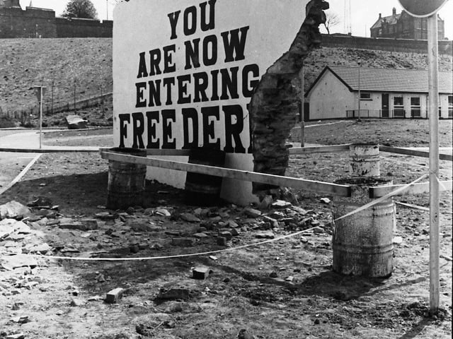 1982... Free Derry Wall after it was wrecked by a British Army vehicle.
